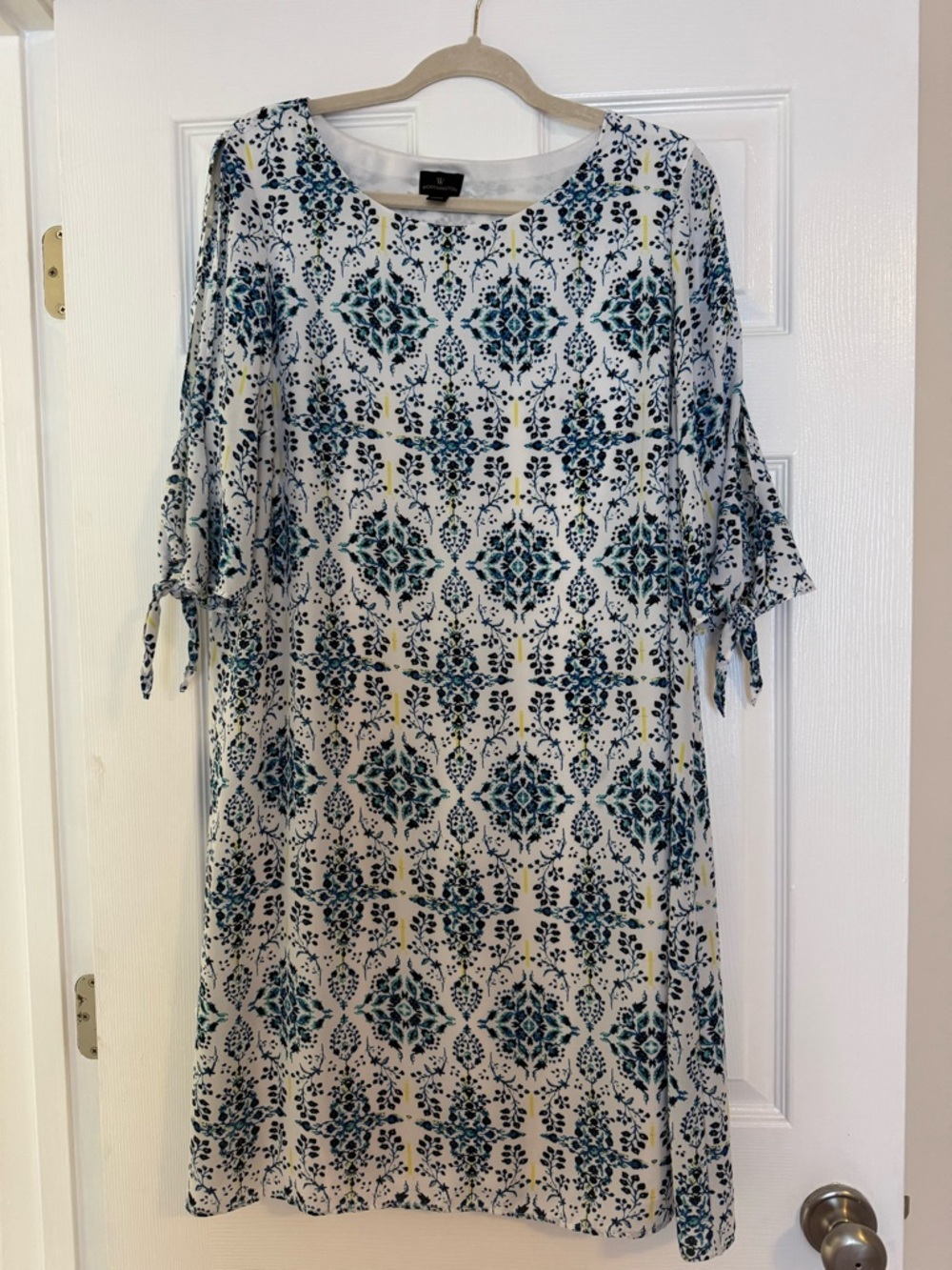 Worthington Blue & White Floral Shift Dress Size Large